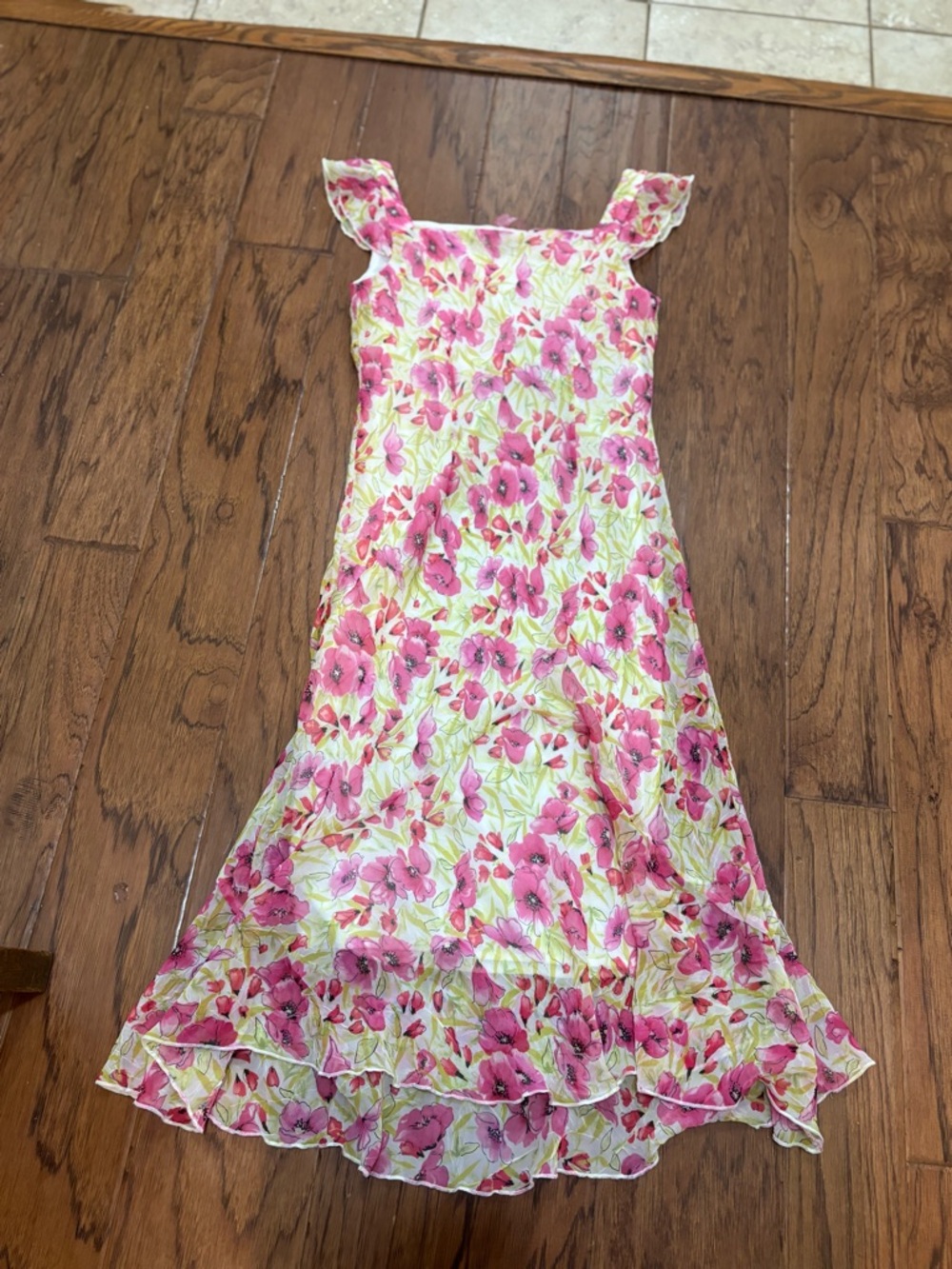 Vintage Y2K Pink Floral Mini Dress Flutter Strap Coquette XXS XS - Picture 2 of 14